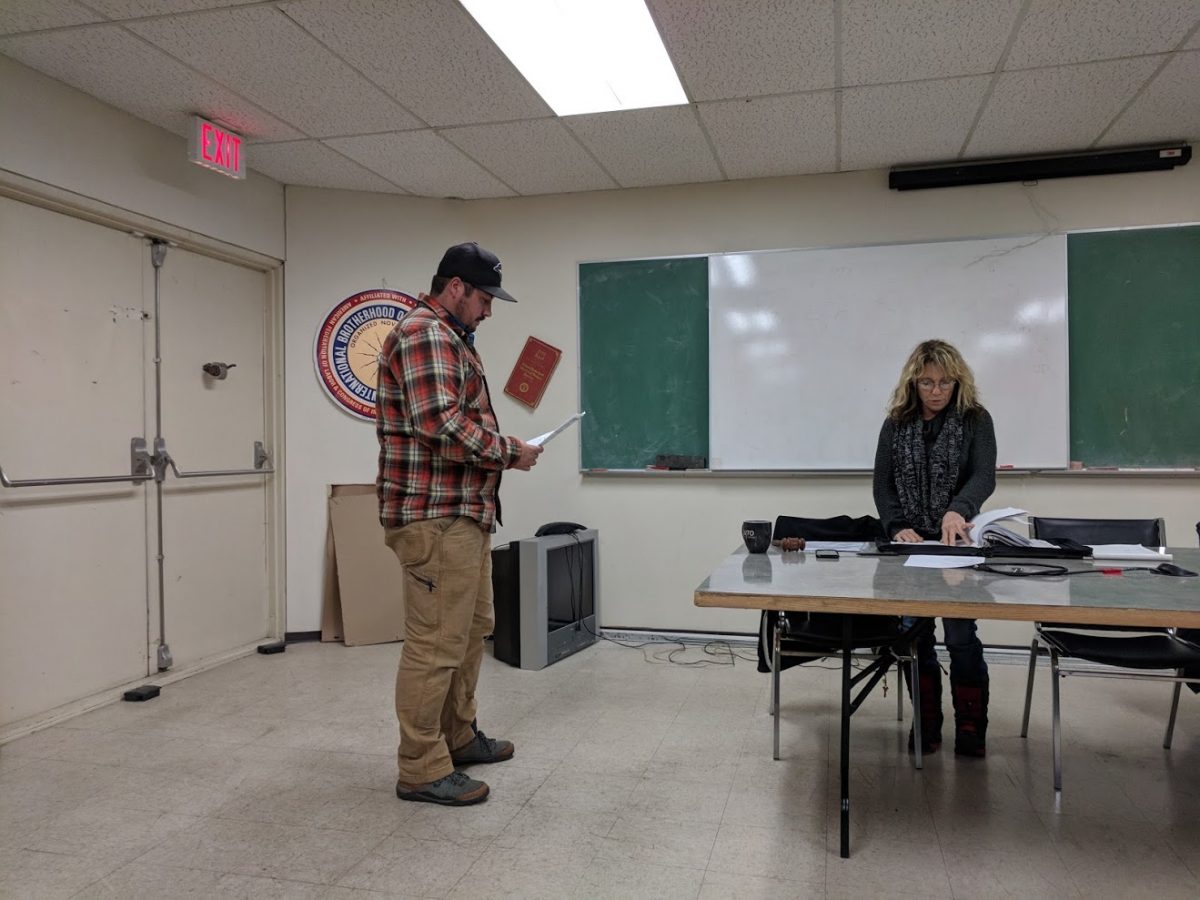 Devon Cleverley Being Sworn In at the Unit II Meeting