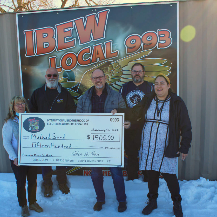 IBEW 993 Donates $1500 to The Mustard Seed for The Coldest Night of the Year