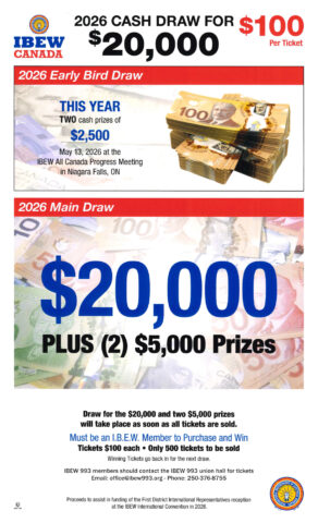 ibew canada 2026 cash draw poster